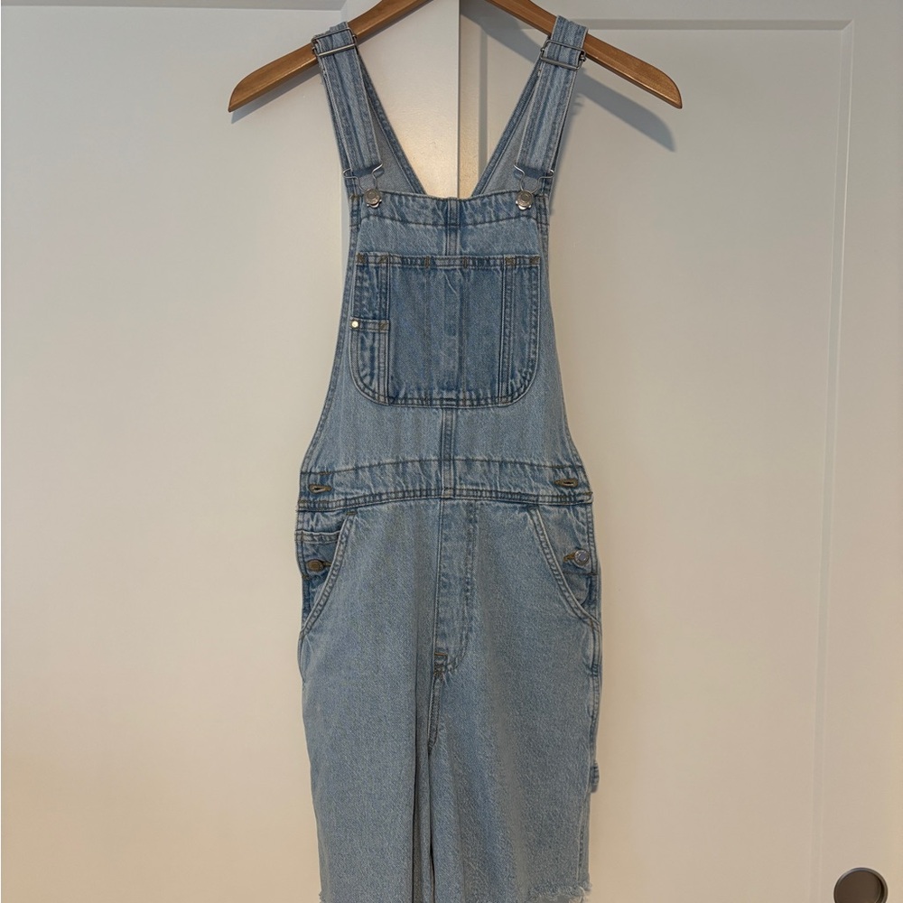 Light Blue Denim Shorts Overalls